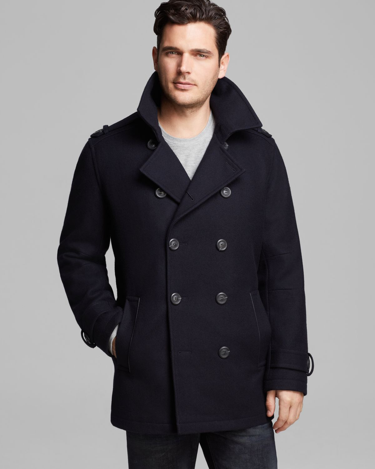 Navy Blue Pea Coat Men - Coat Nj