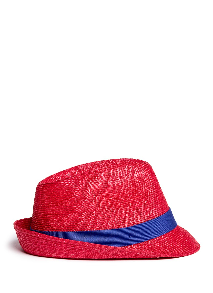 red straw fedora hats