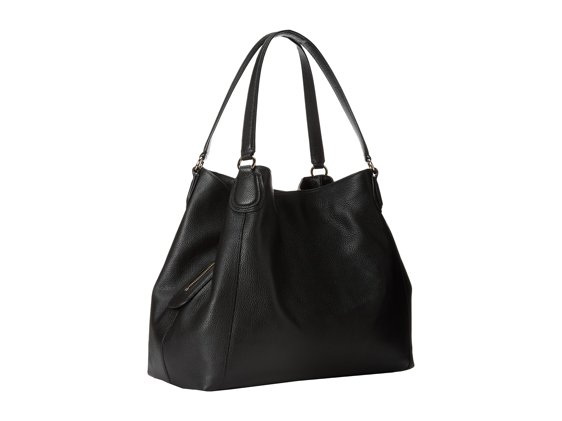 Lyst - Coach Refined Pebbled Leather Edie Shoulder Bag in Black
