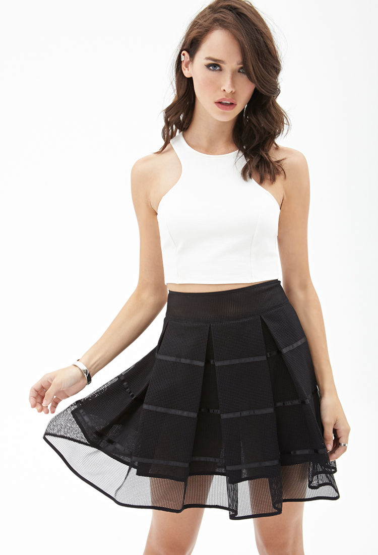 Lyst - Forever 21 Pleated Mesh Skater Skirt You've Been Added To The ...