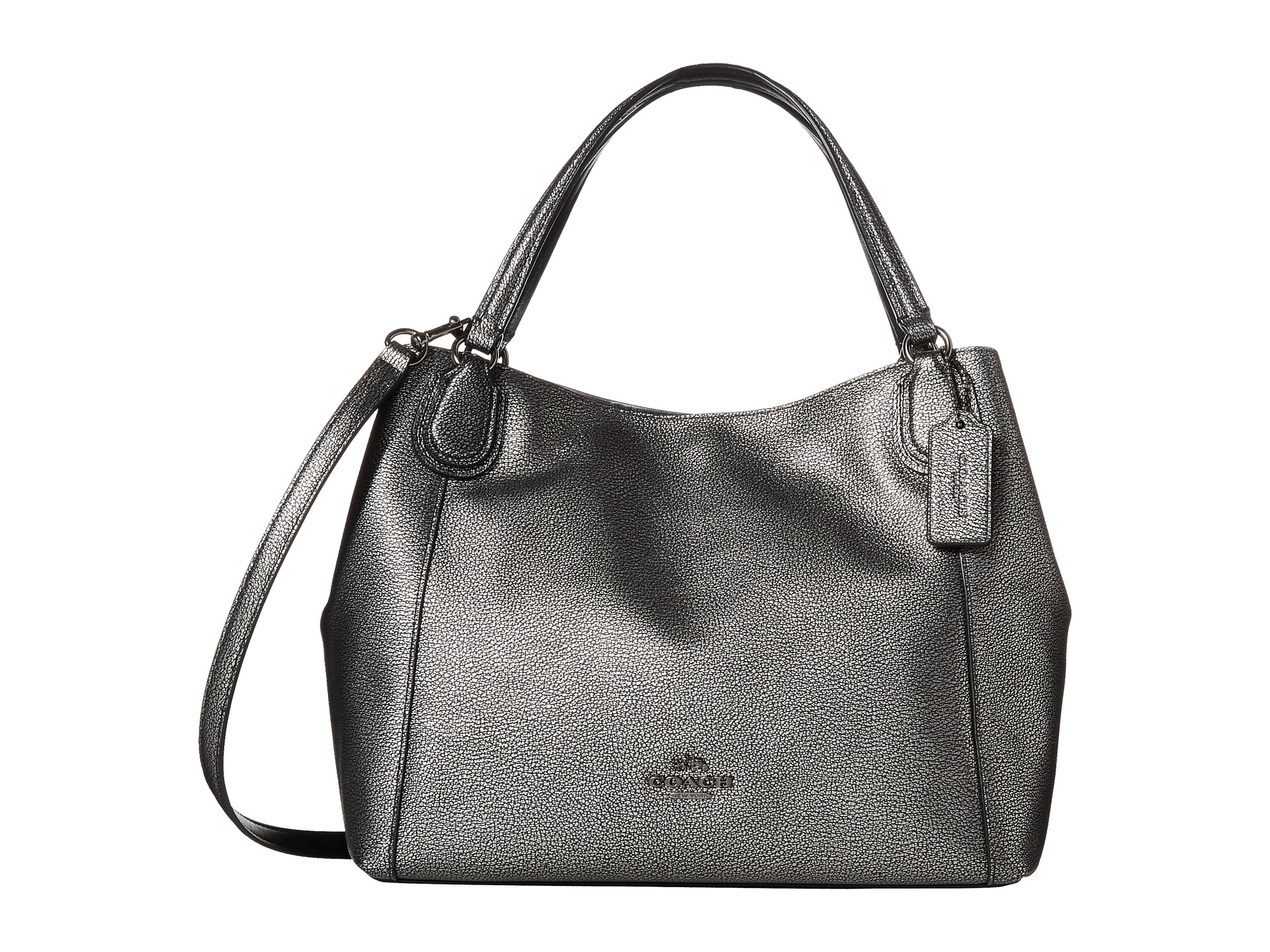 Lyst Coach Metallic Pebble Leather Edie 28 Shoulder in Gray