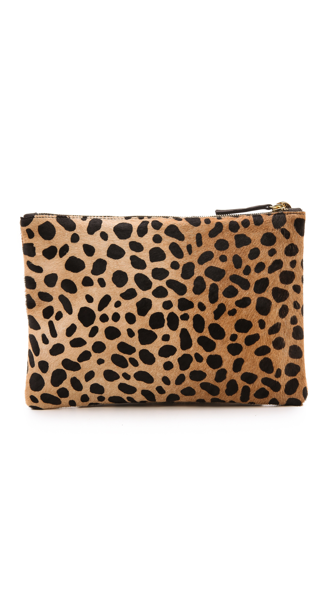 Clare v. Leopard Flat Haircalf Clutch in Animal (Leopard) | Lyst