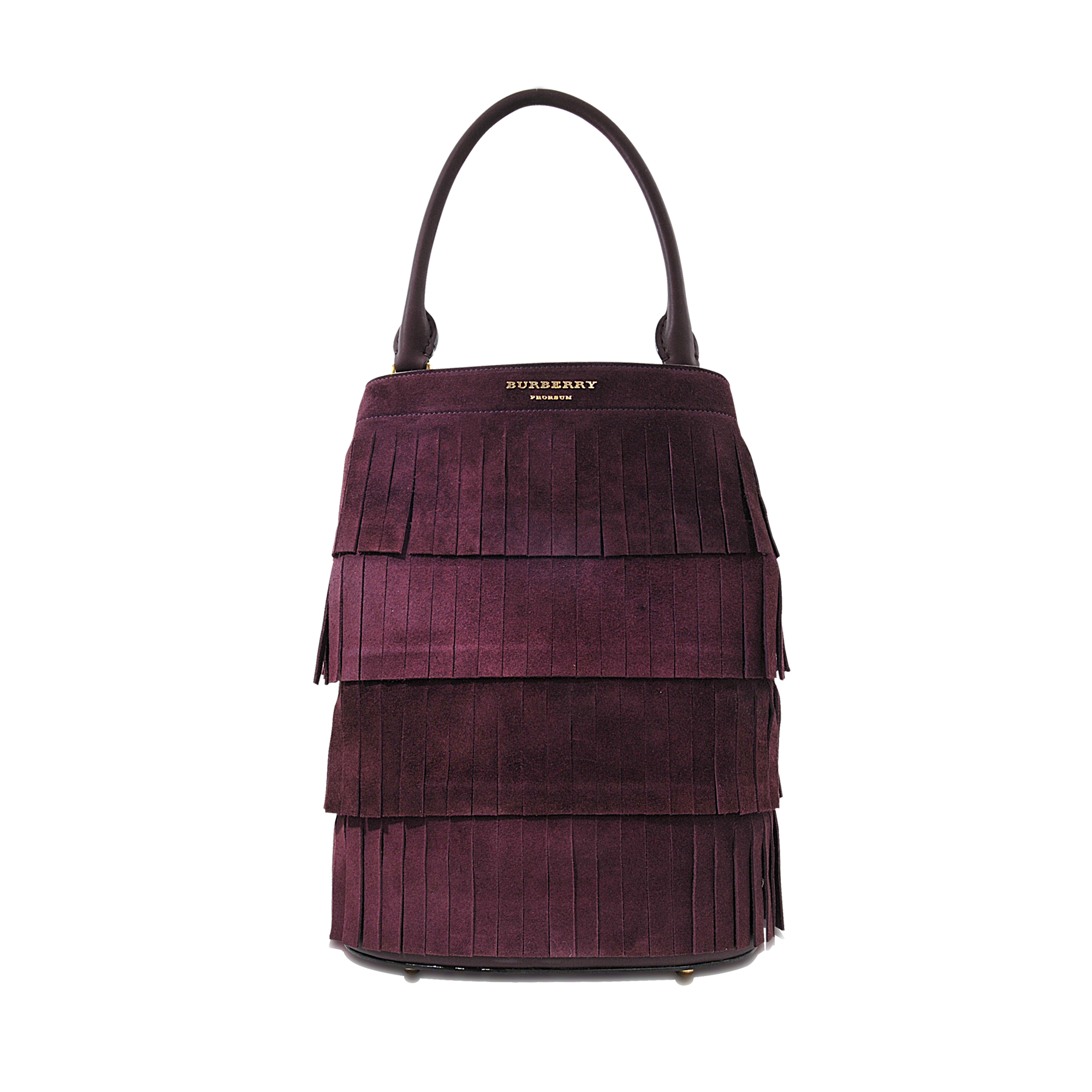 Burberry Prorsum Suede Bucket Bag With Fringe in Purple Lyst