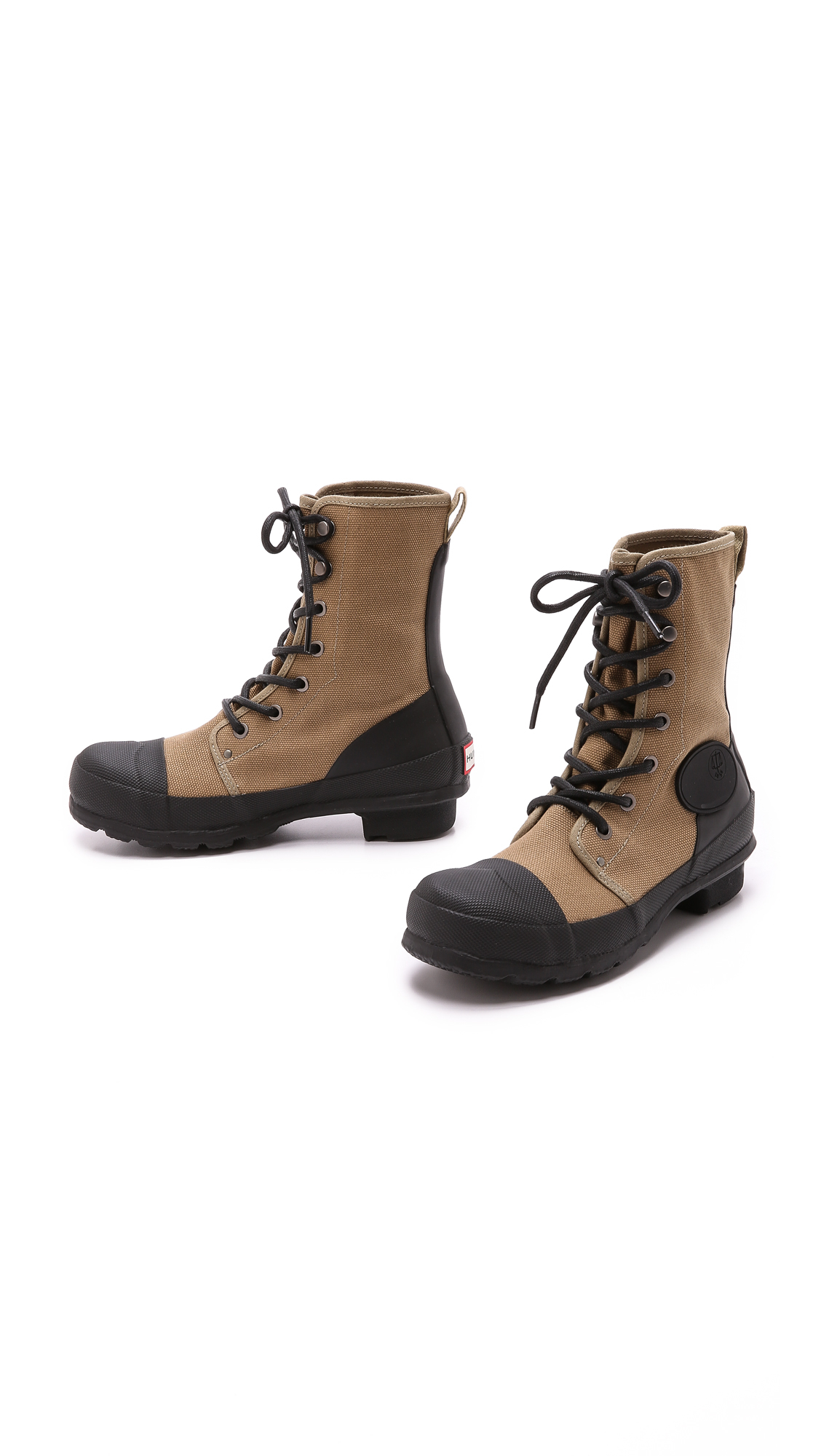 HUNTER Original Canvas Commando Boots Black in Light Olive (Green) Lyst