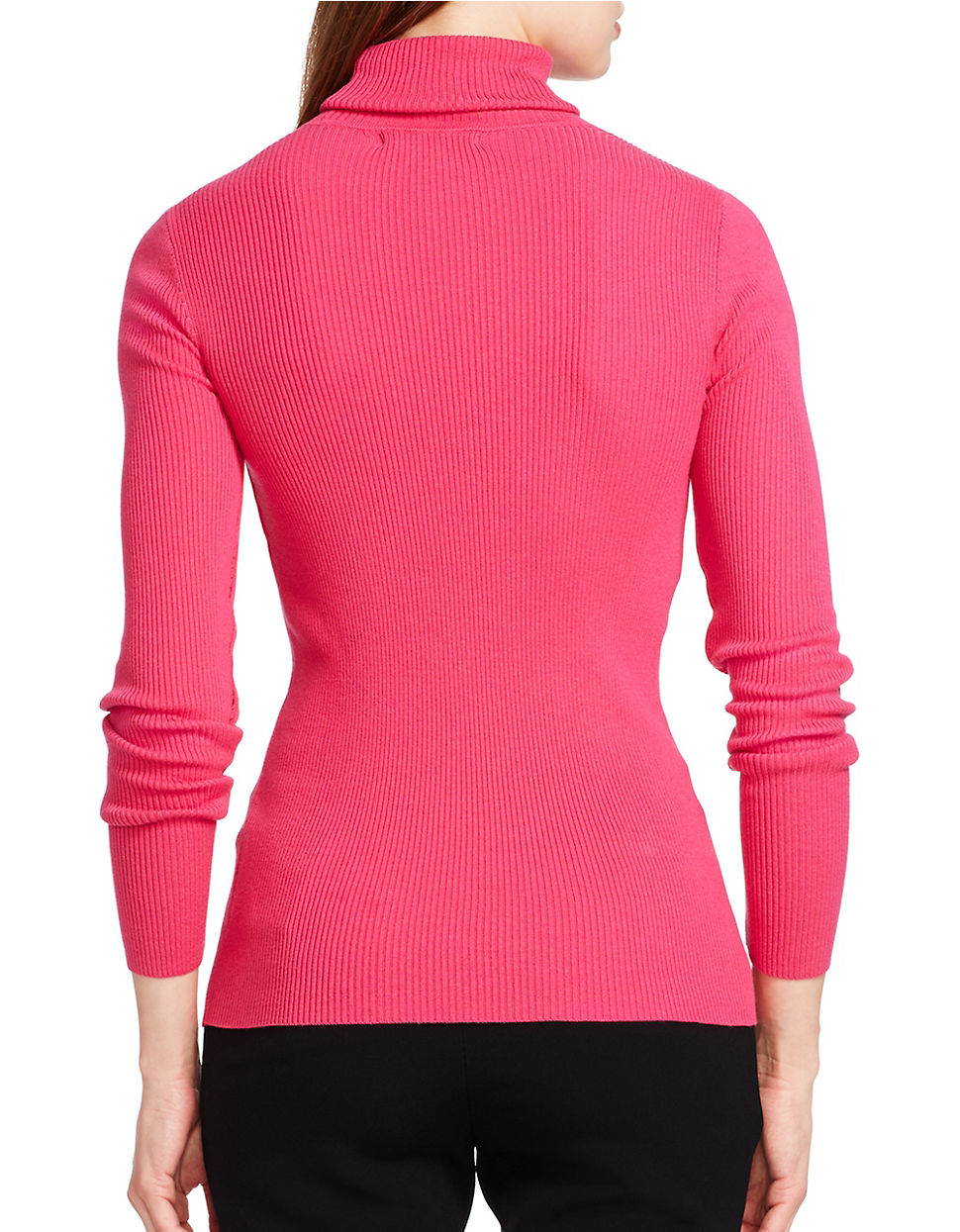 Lauren by Ralph Lauren Petite Ribbed Turtleneck Sweater in Pink Lyst