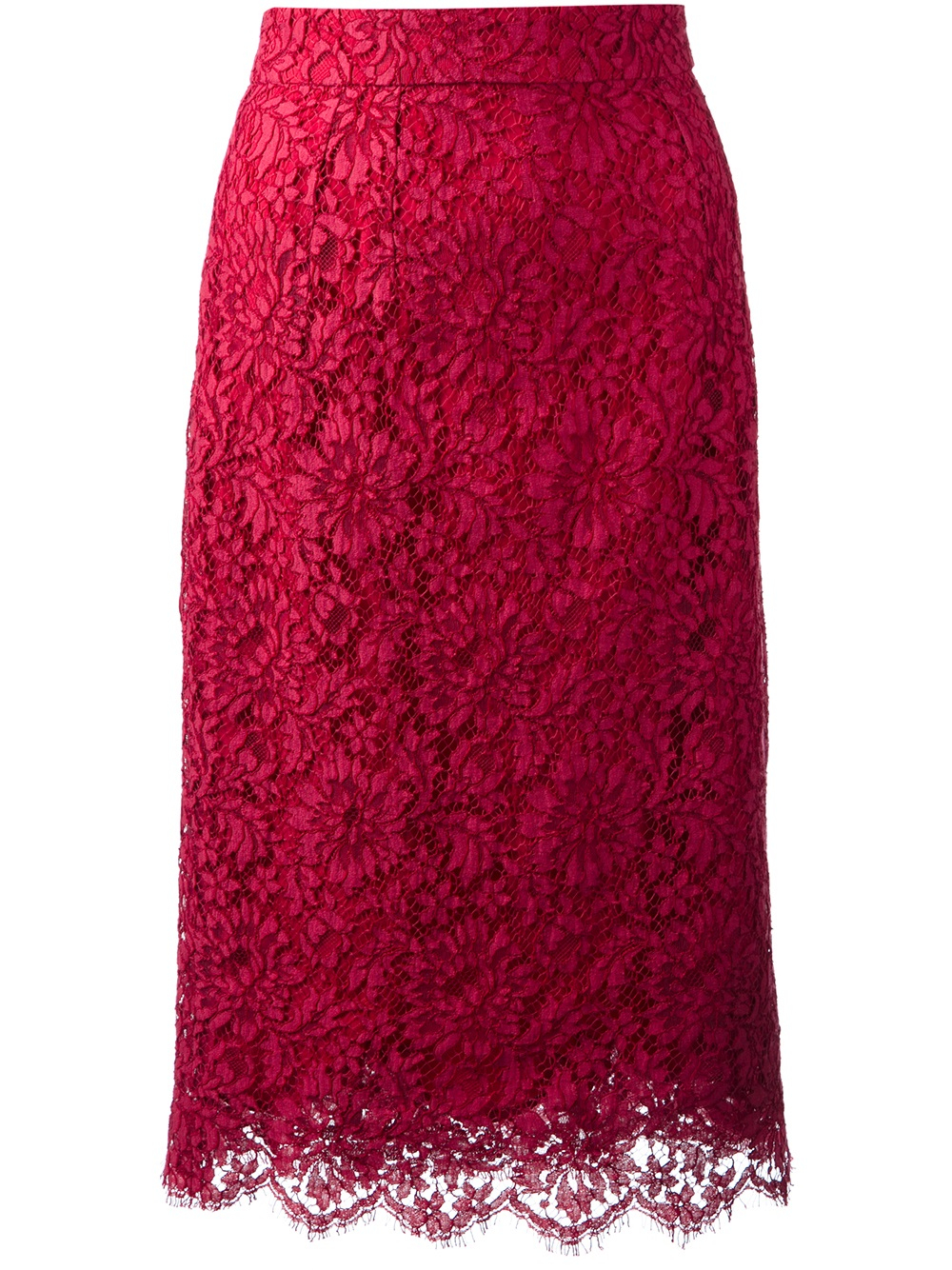 Dolce & Gabbana Floral Lace Skirt in Red - Lyst