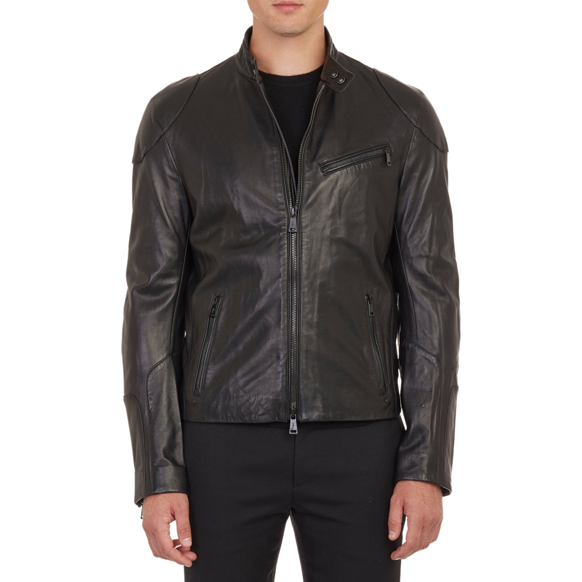 Lyst - Ralph Lauren Black Label Leather Café Racer Jacket in Black for Men