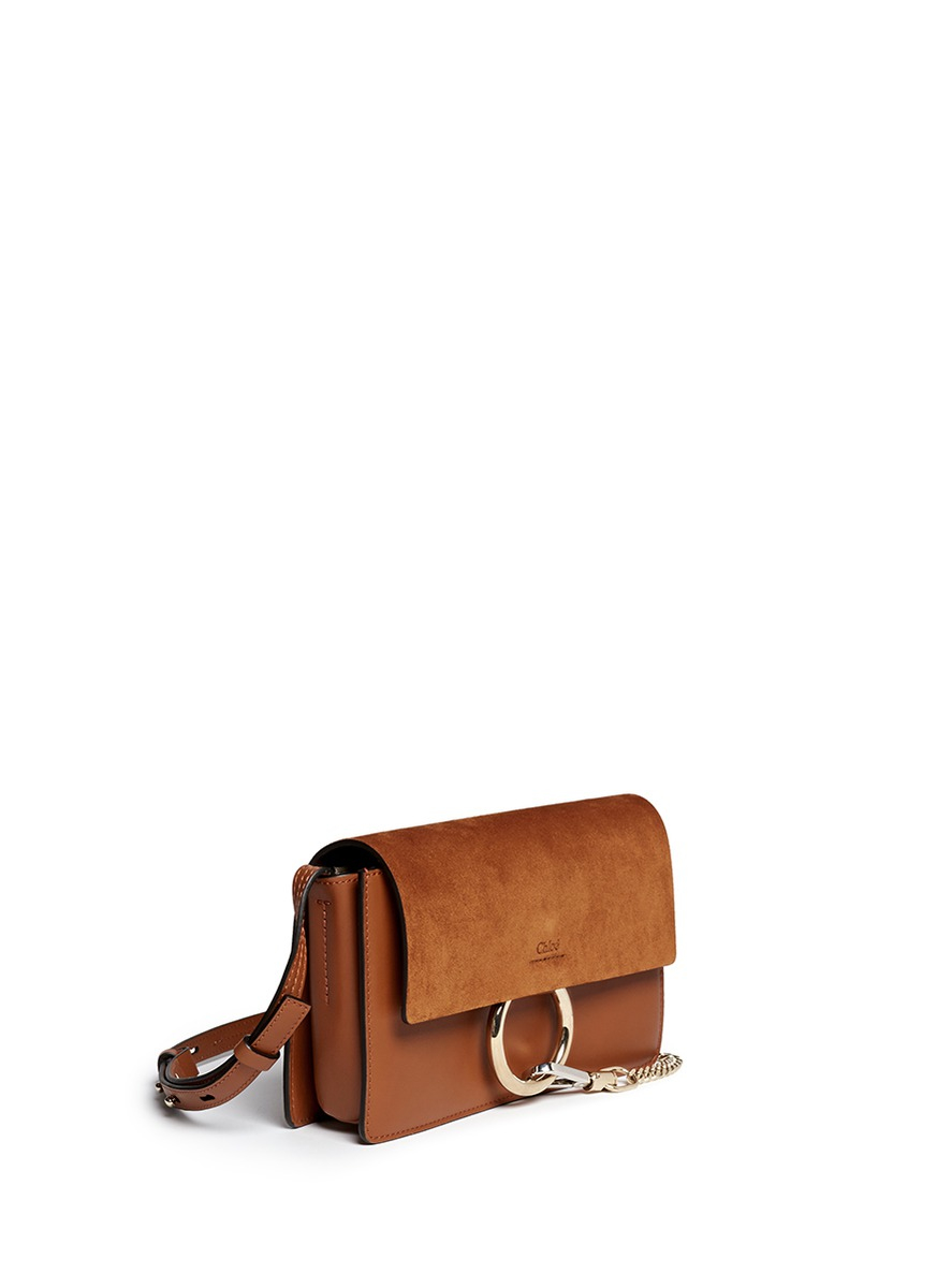 Chlo \u0026#39;faye\u0026#39; Small Suede Flap Leather Shoulder Bag in Brown | Lyst  