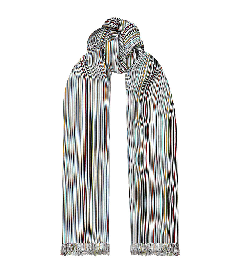 Paul smith Striped Silk Scarf in Gray for Men | Lyst