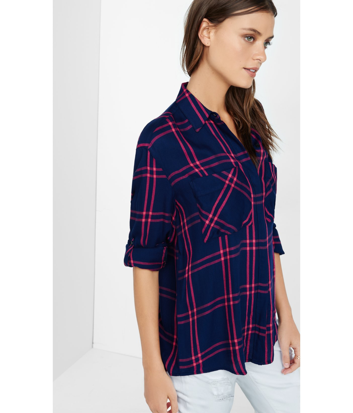 Pink Plaid Oversized Shirt 