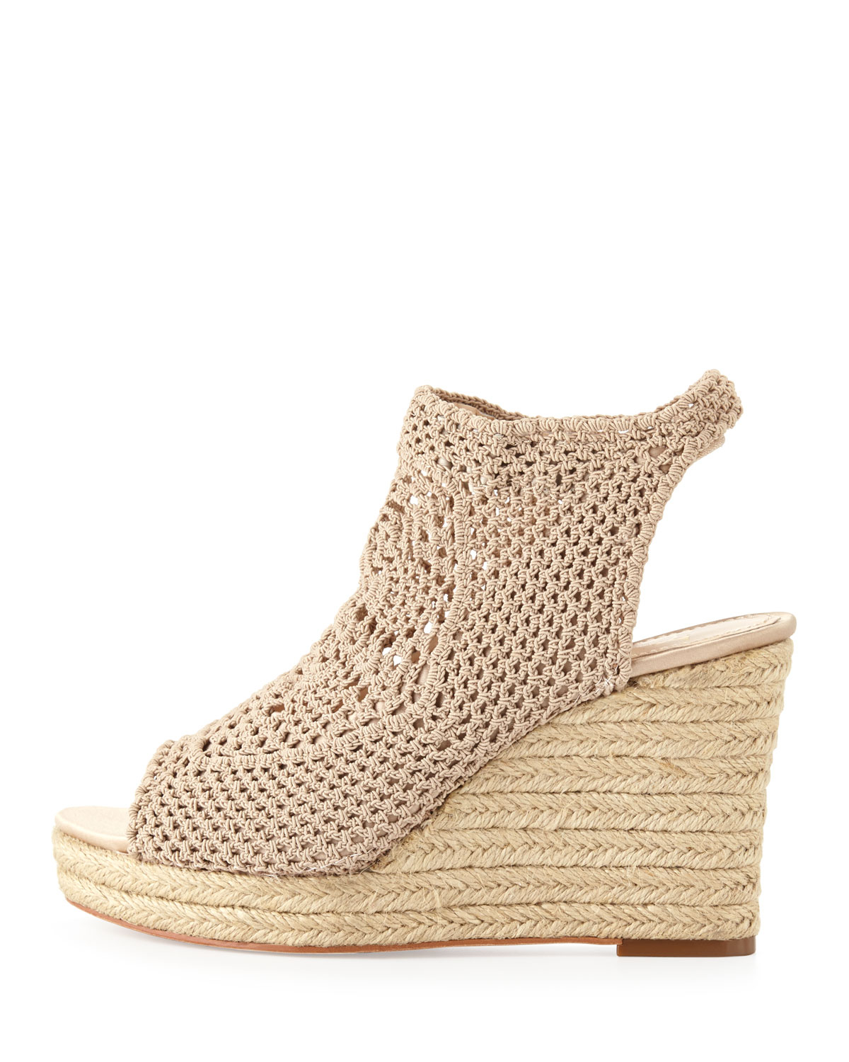 Lyst Vc Signature Minerva Crochet Wedge Sandal Pale Nude in Natural