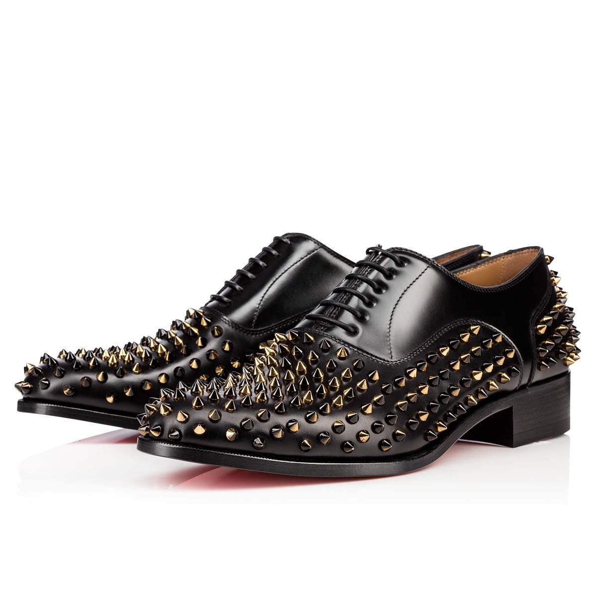 Christian louboutin Bruno Spikes Cuir Glace in Gold for Men | Lyst