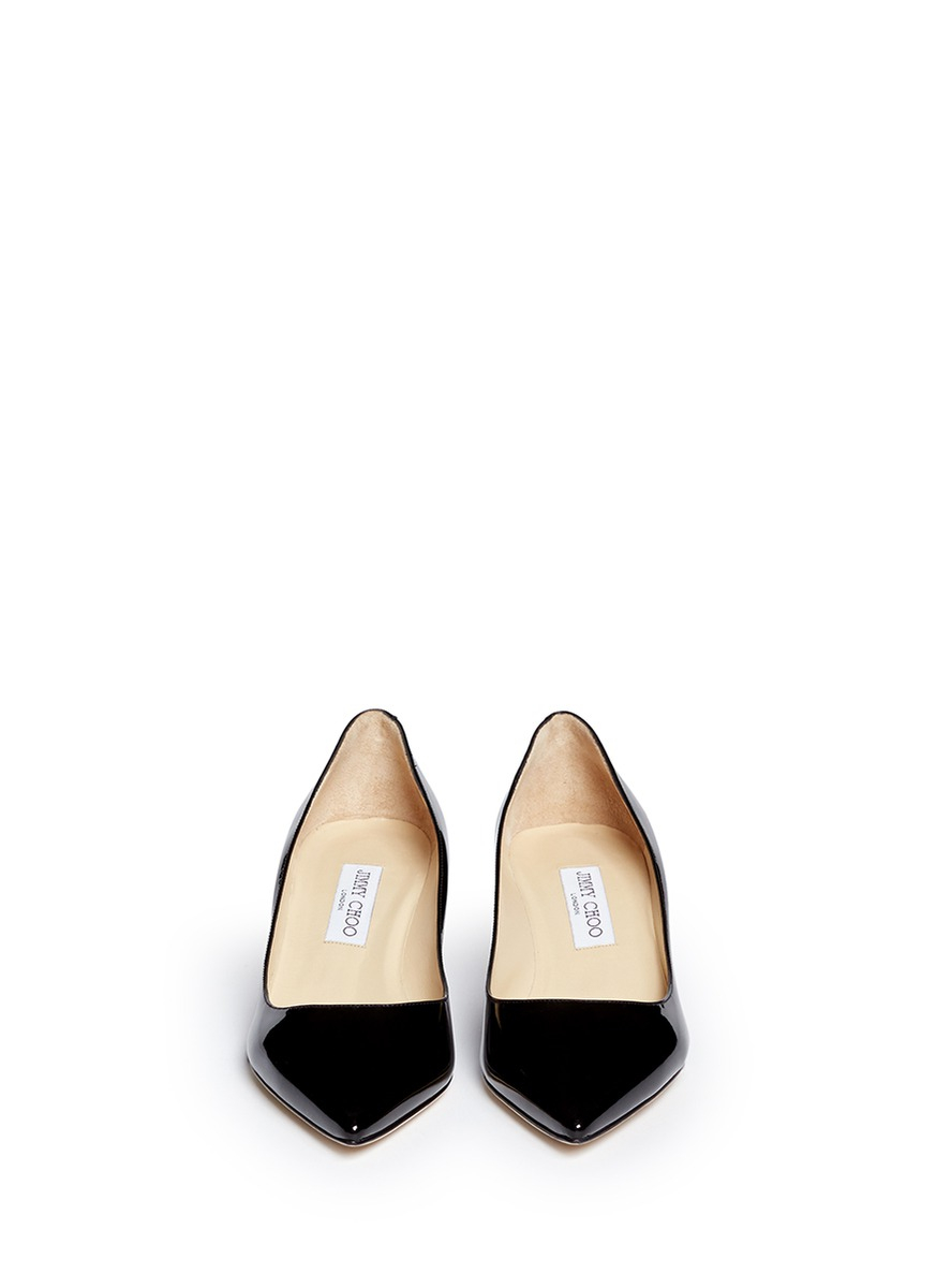 Jimmy Choo Aza Black Patent Leather Pump Pointy Toe Low Kitten Heel Shoe 37.5 Jimmy Choo Aza Black Patent Leather Pump Pointy Toe Low Kitten Heel Shoe 37.5