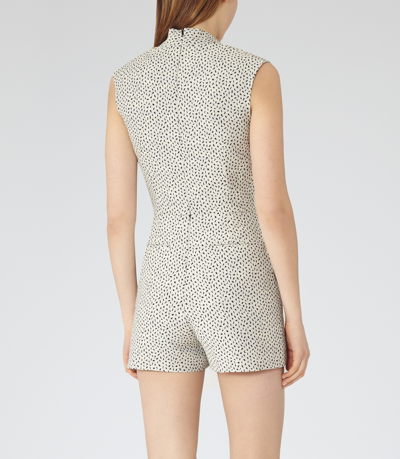 Reiss Jeanette Jacquard Playsuit In Blackwhite Black Lyst 1880