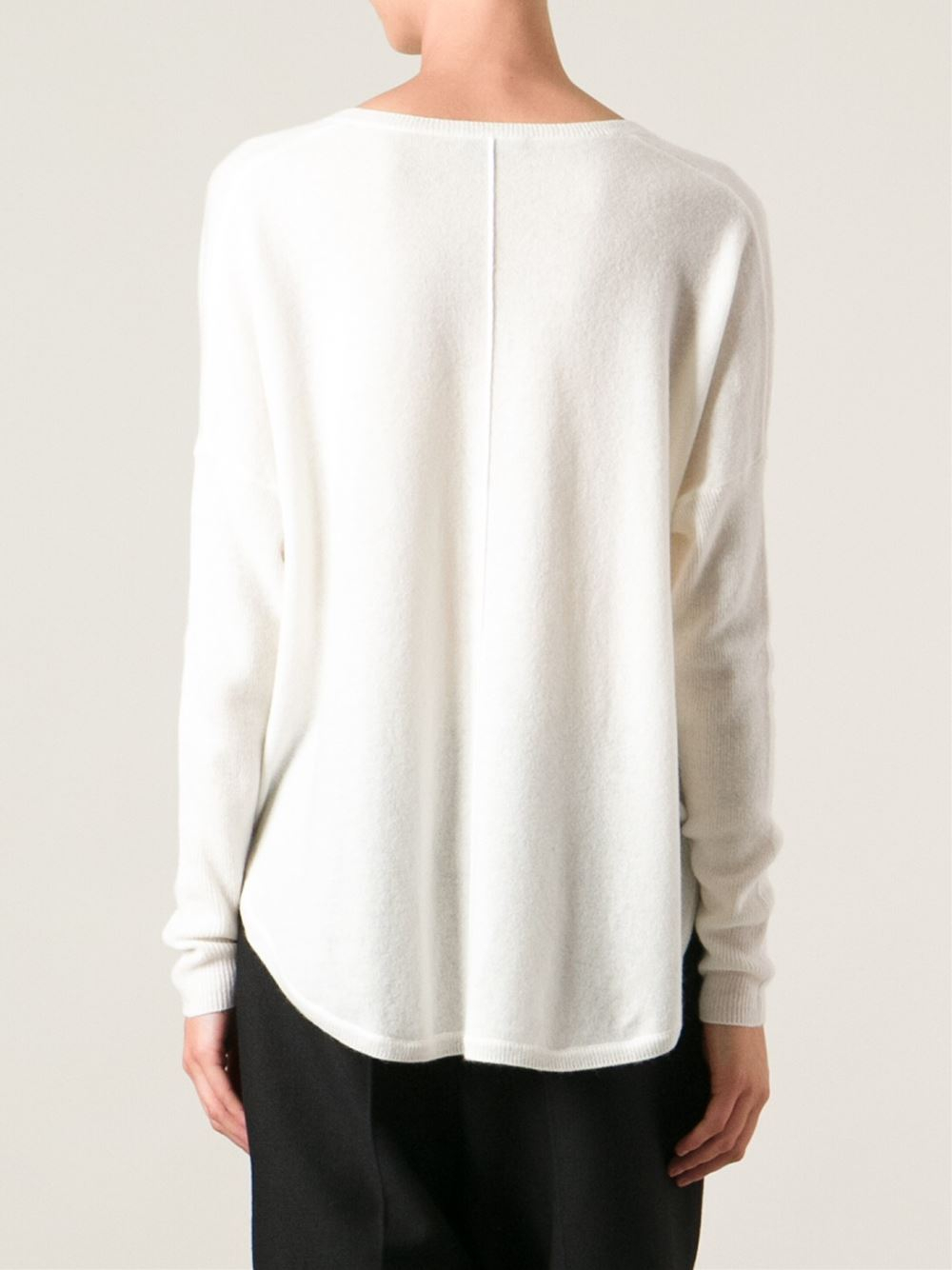 Vince Front Seam Cashmere Sweater in White Lyst