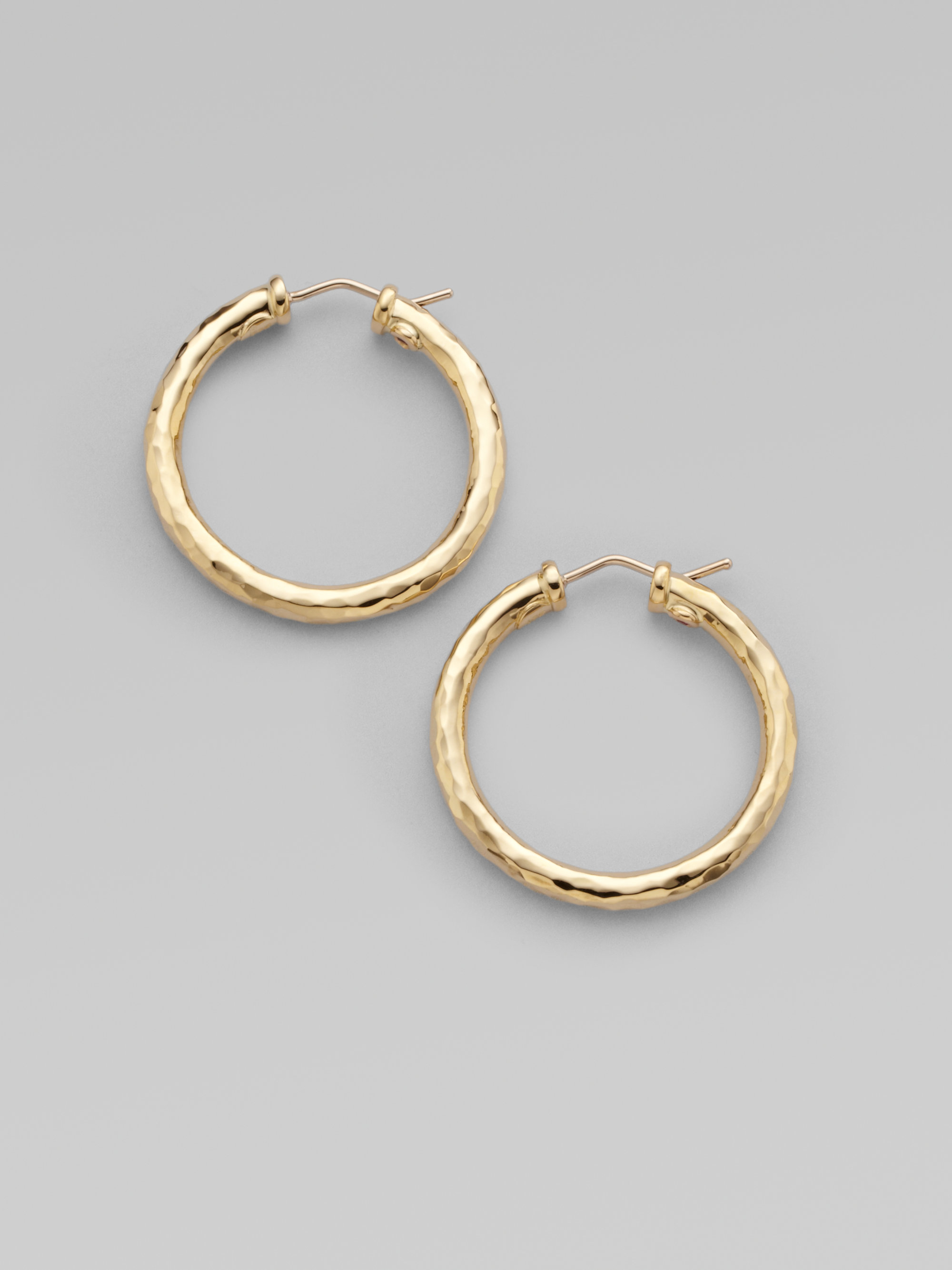 Roberto Coin Martellato 18k Yellow Gold Hoop Earrings 1.25 