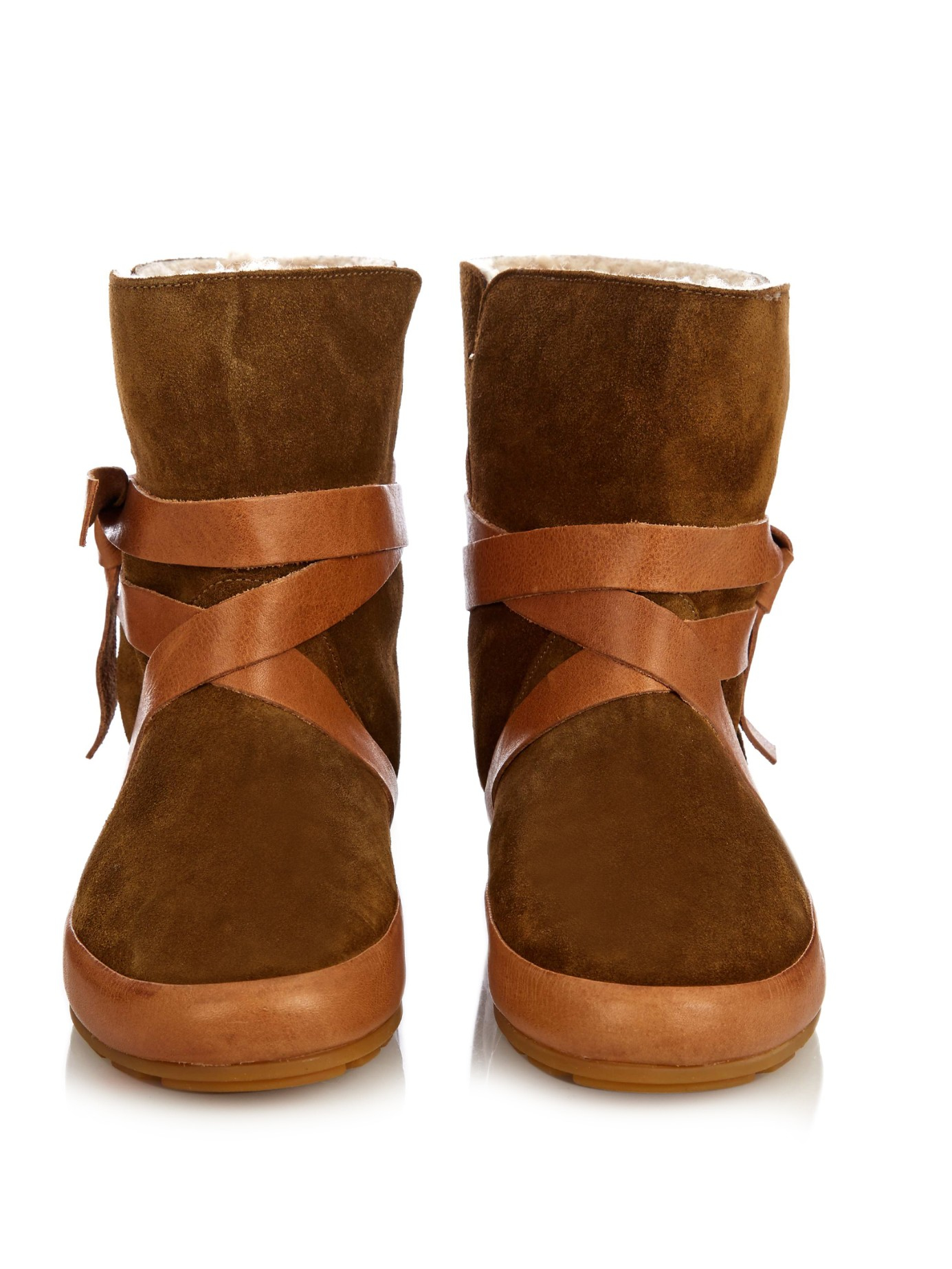 Lyst - Isabel Marant Nygel Suede Shearling Boots in Brown