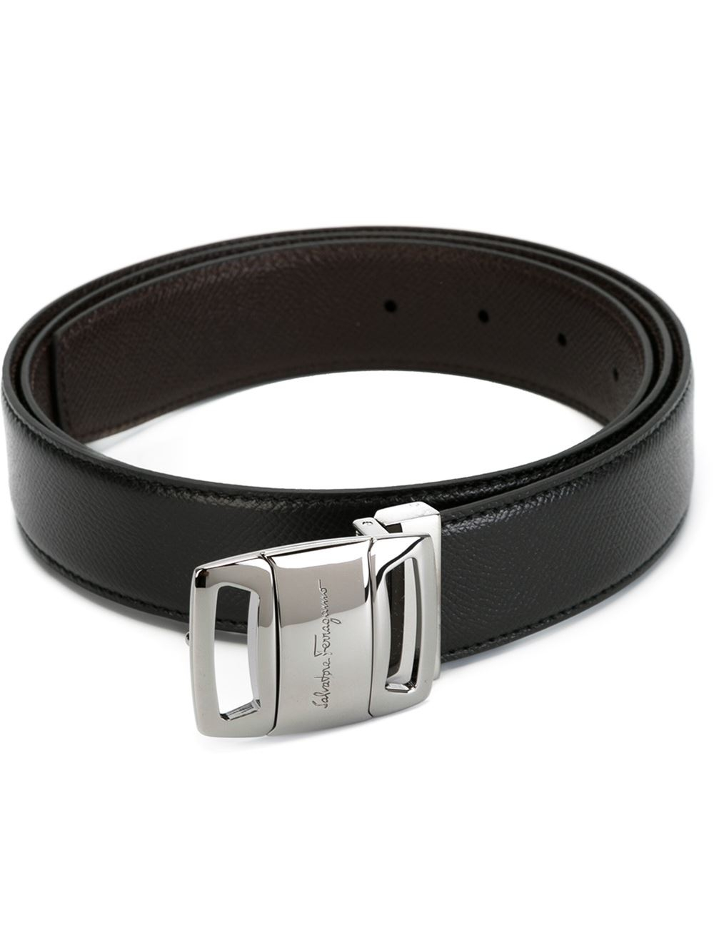 Ferragamo Logo Buckle Belt in Black for Men | Lyst