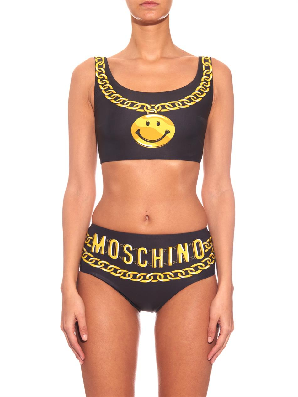 Moschino LogoChain Print Bikini in Black Lyst