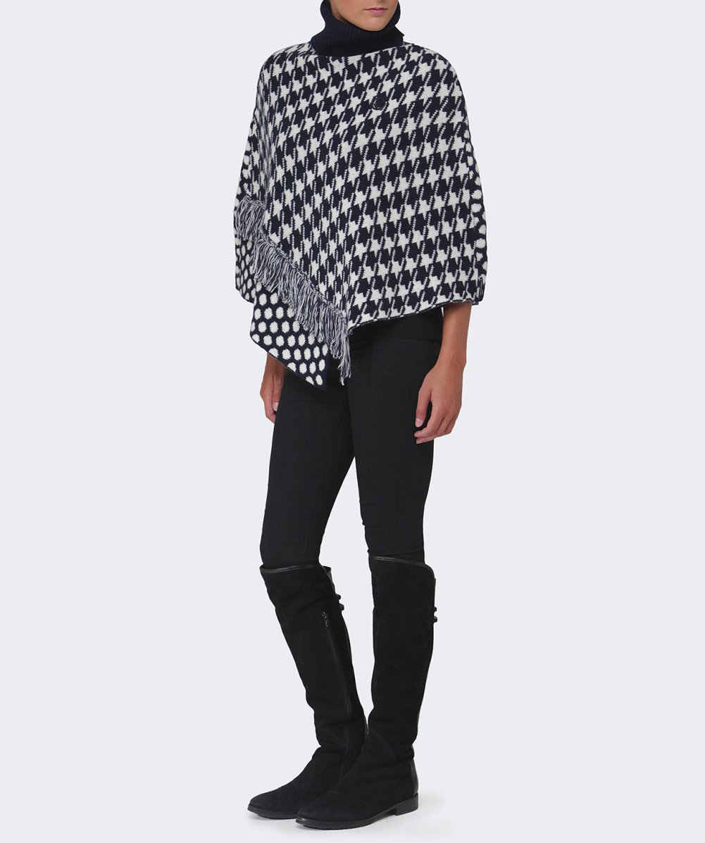 Armani Jeans Denim Houndstooth Spot Print Poncho in Navy (Blue) - Lyst