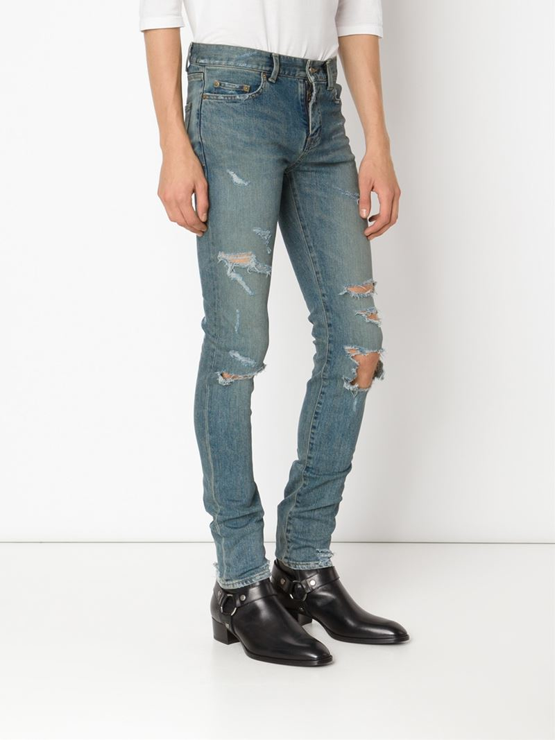 saint laurent bleached jeans