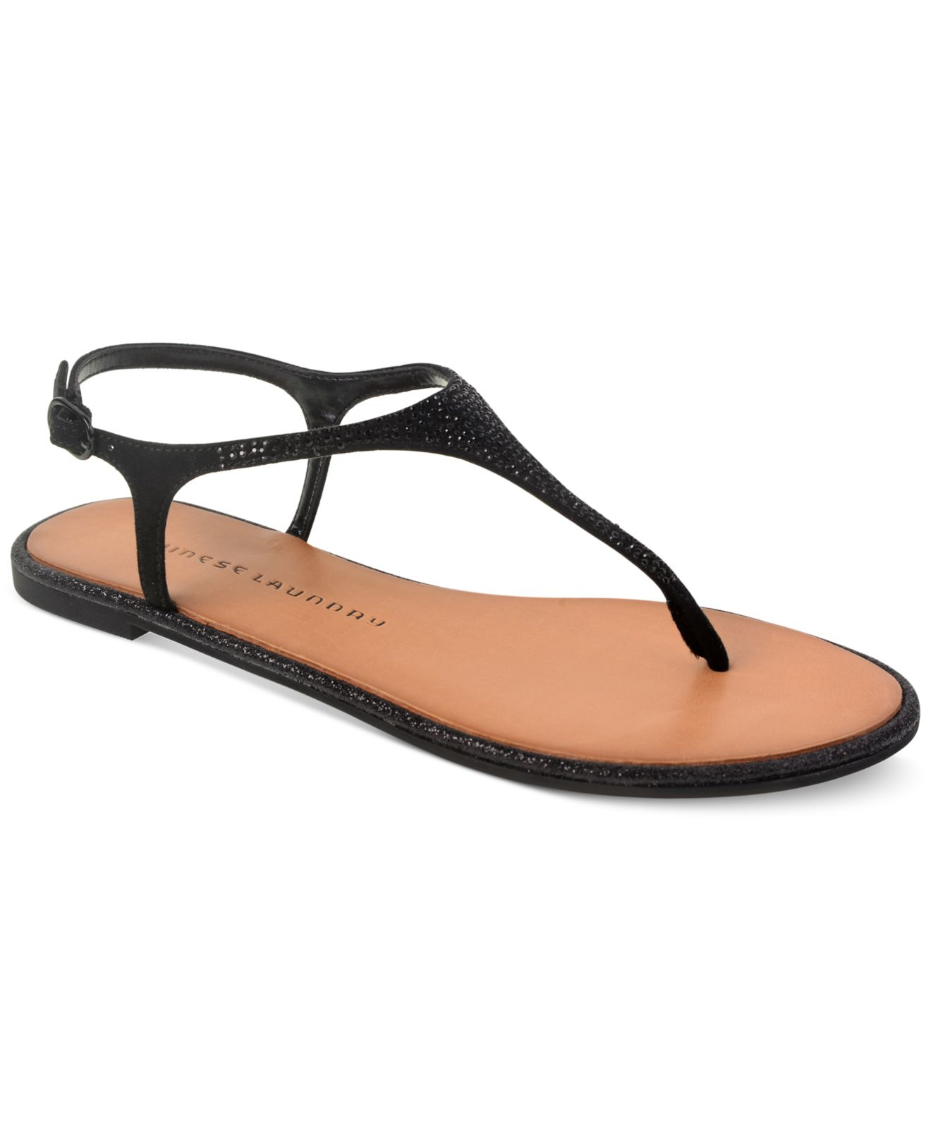 Chinese Laundry Glam Rock Flat Thong Sandals in Black | Lyst