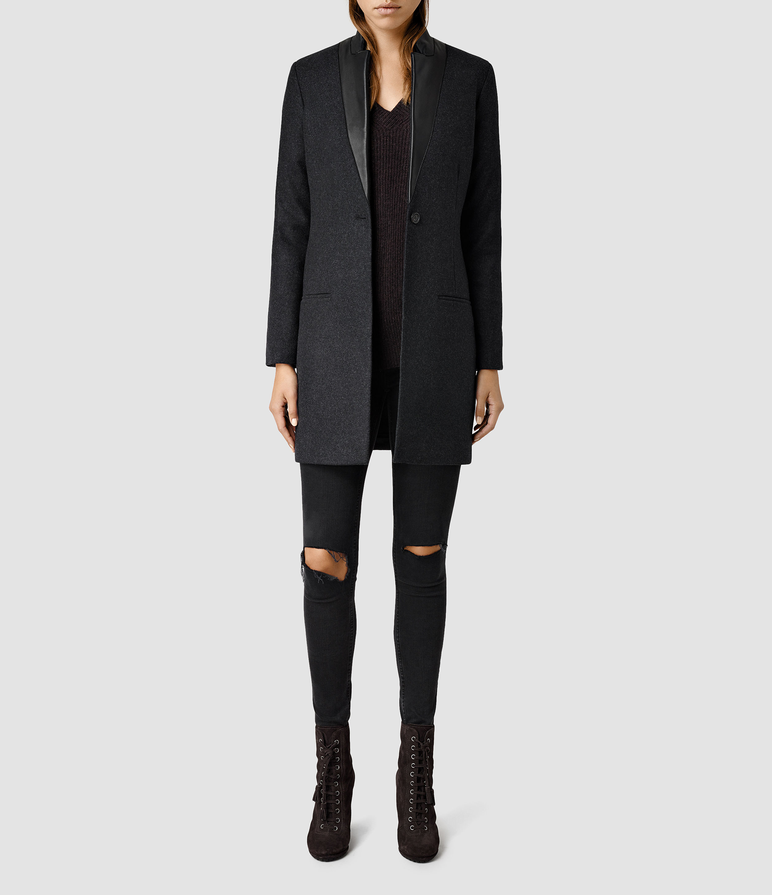 all saints womens wool coat