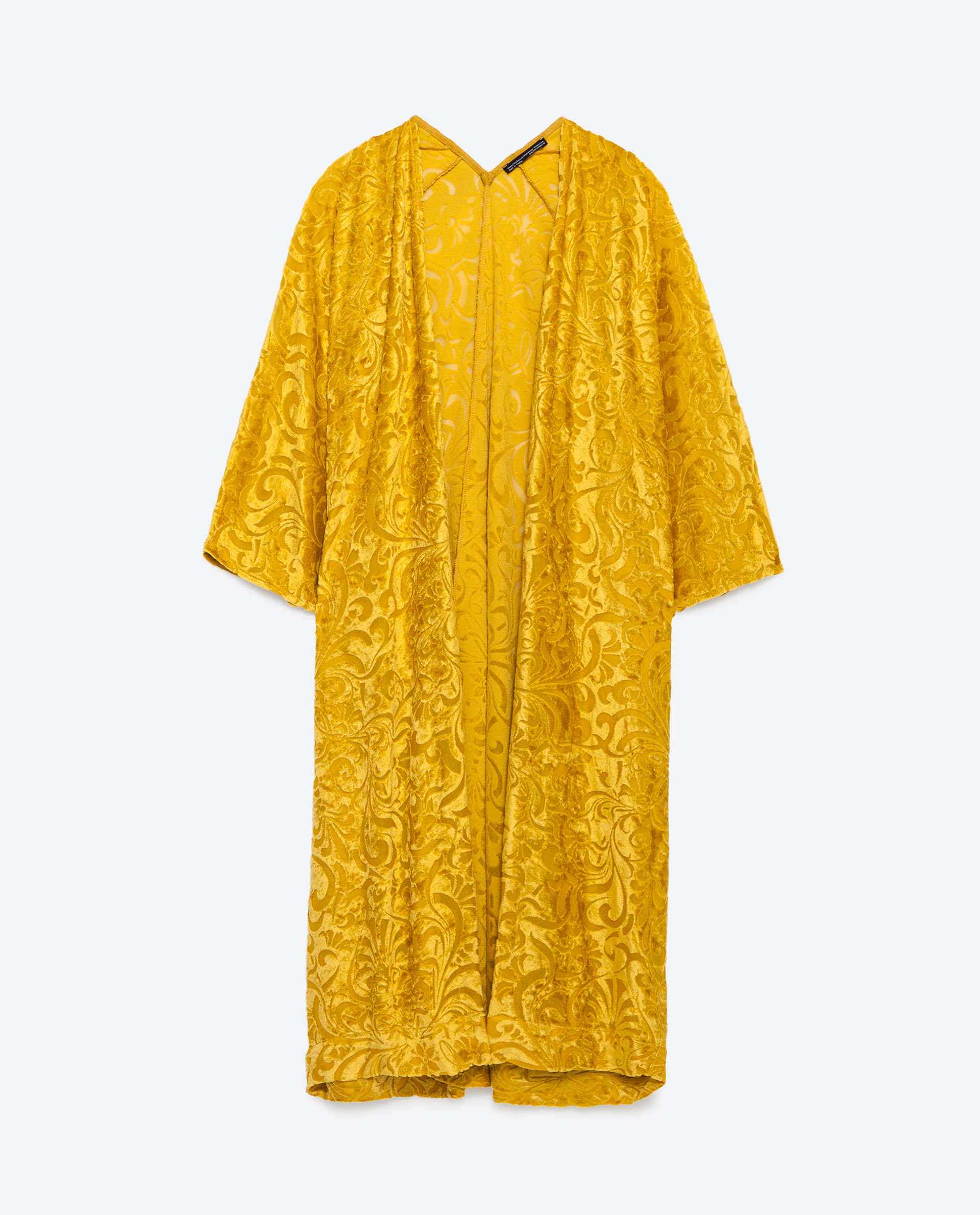 Zara Velvet Kimono in Yellow | Lyst