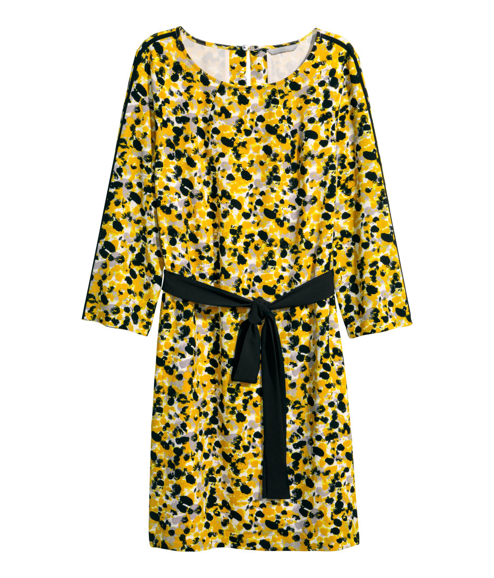 h&m black and yellow dress