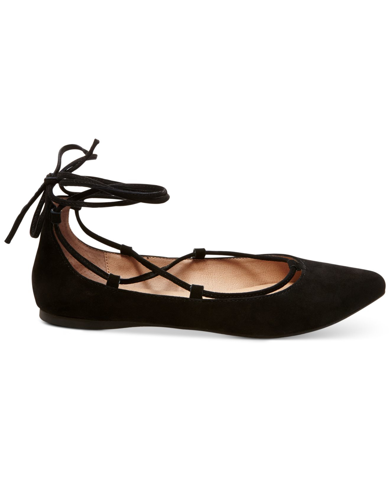 Steve Madden Eleanorr Suede Lace-up Flats in Black Suede (Black) - Lyst