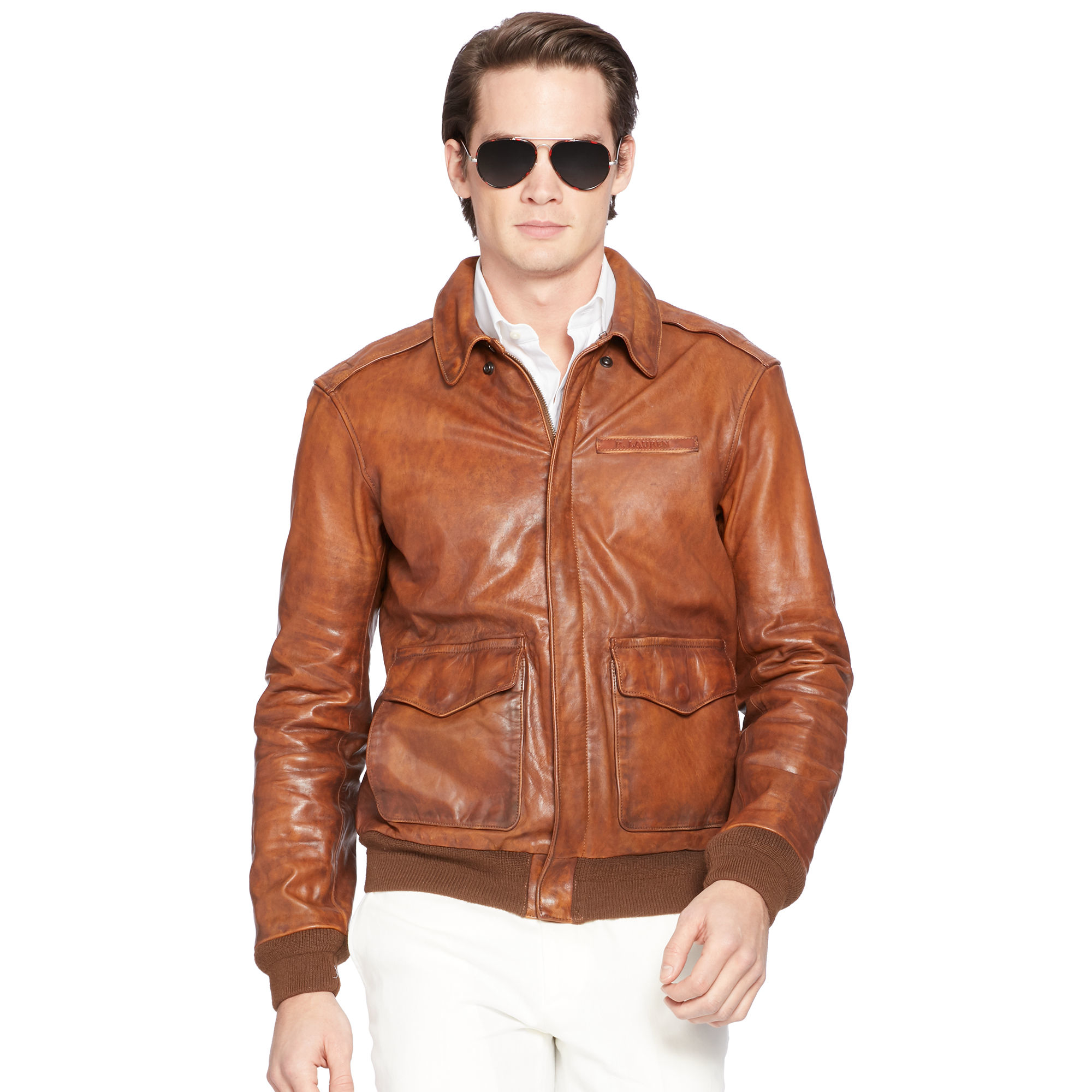 ralph lauren leather bomber