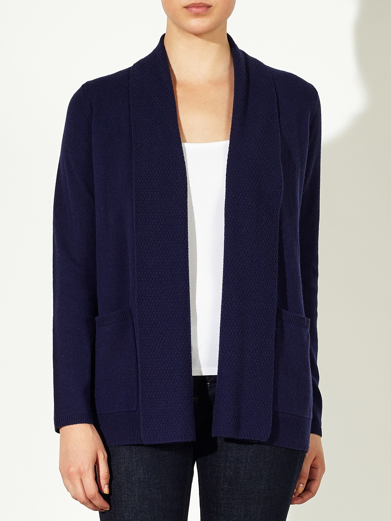 navy edge to edge cardigan