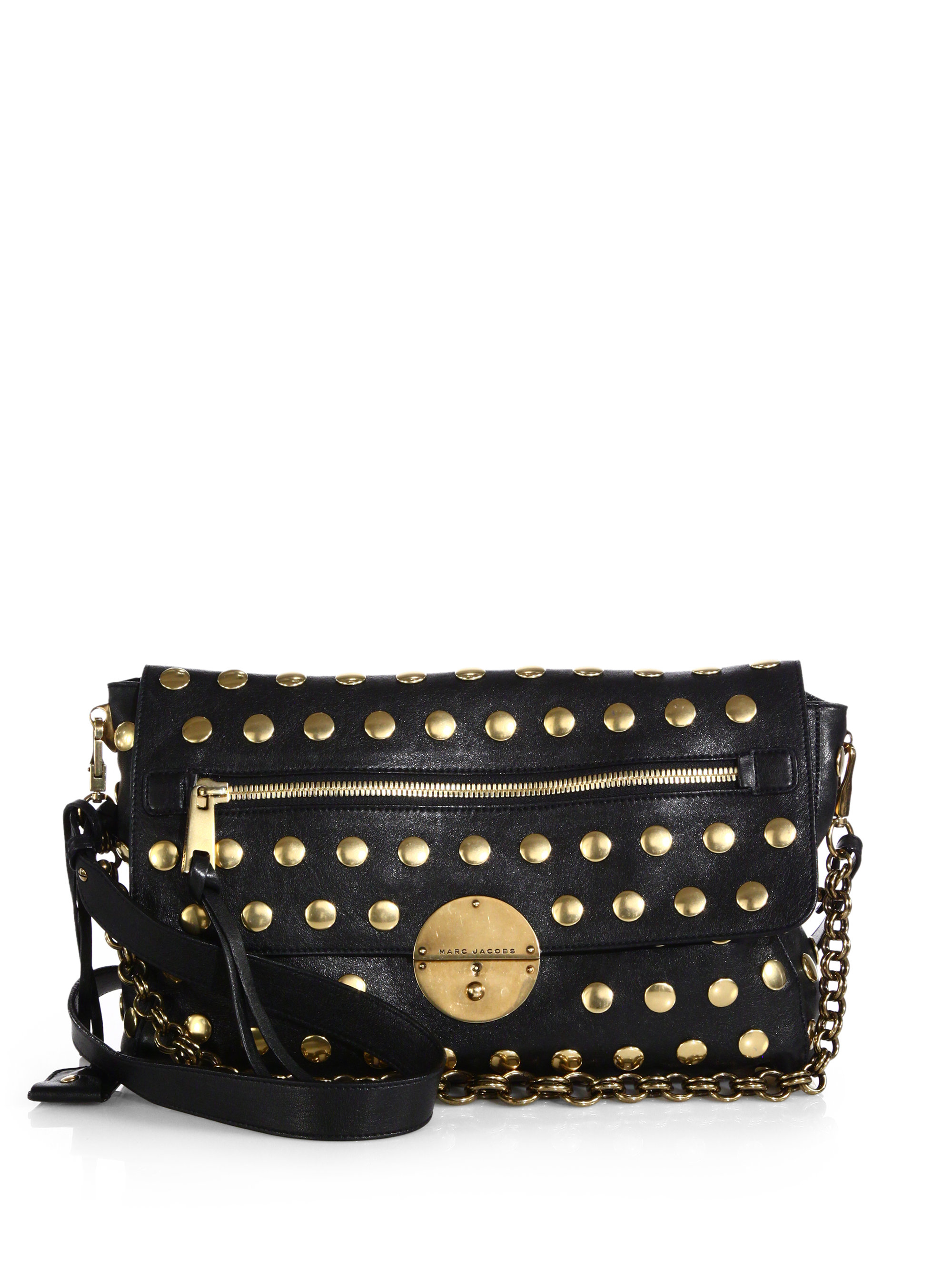 Marc jacobs Gotham Studded Leather Shoulder Bag in Black Lyst