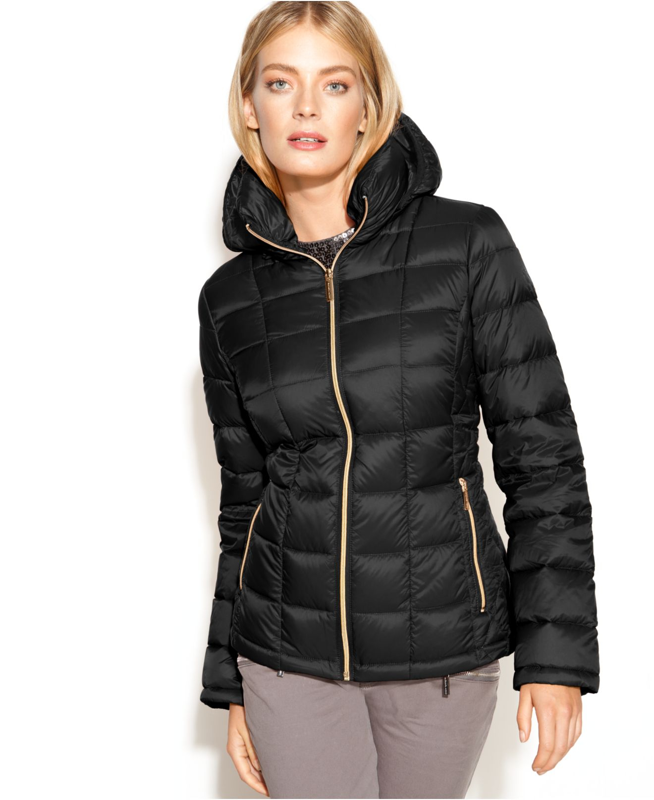 michael kors black puffer coat