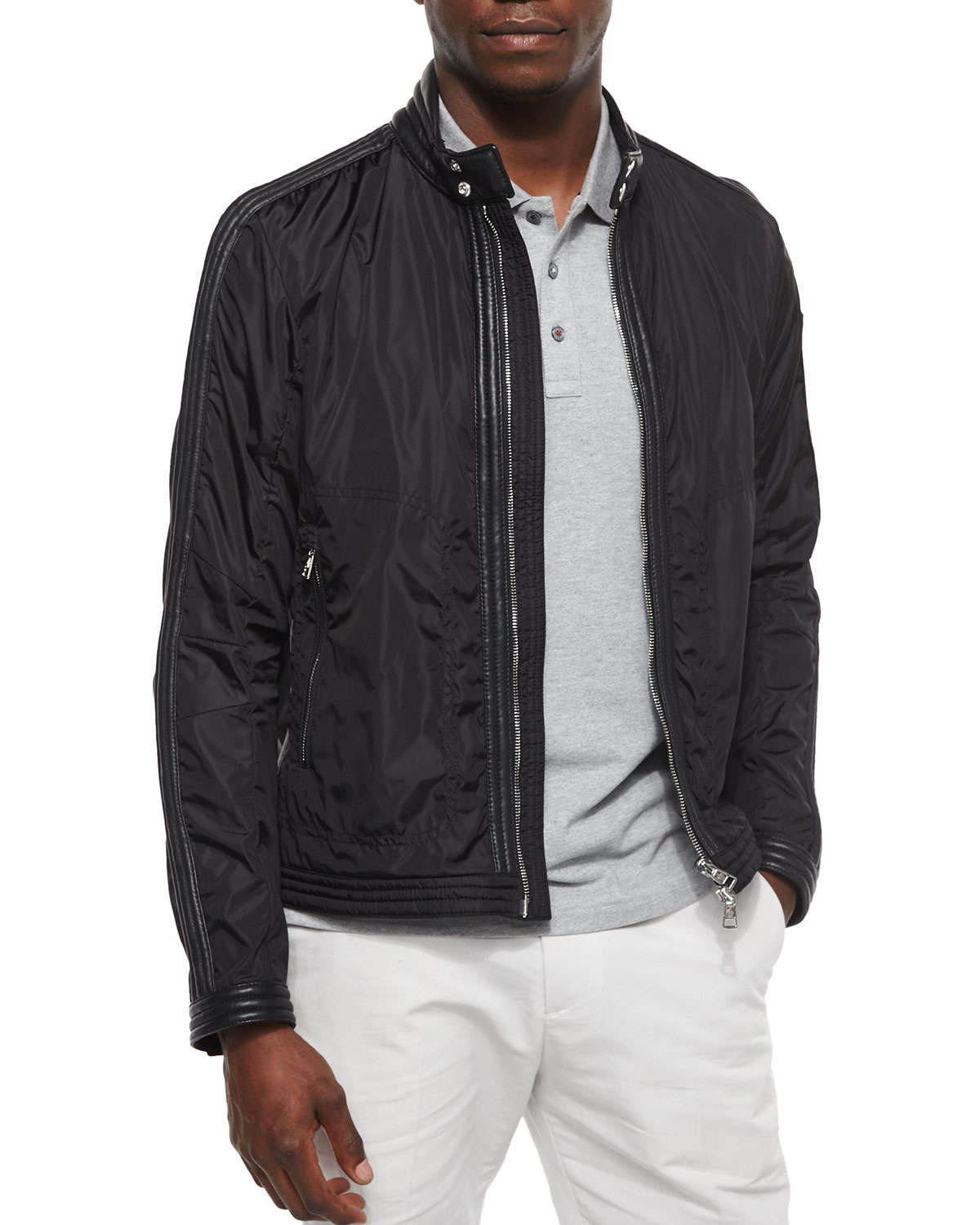 moncler daquin quilted front-zip nylon moto jacket black moncler daquin quilted front-zip nylon moto jacket black
