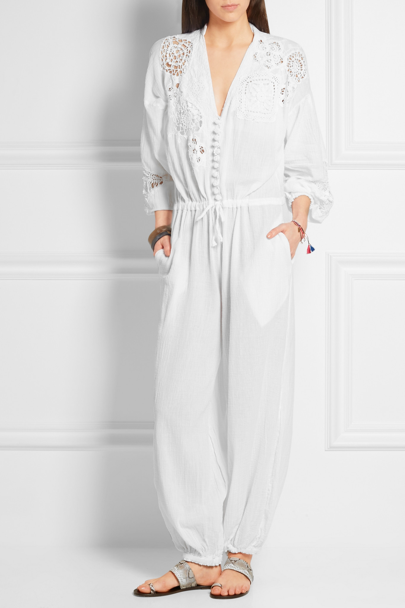 white gauze jumpsuit