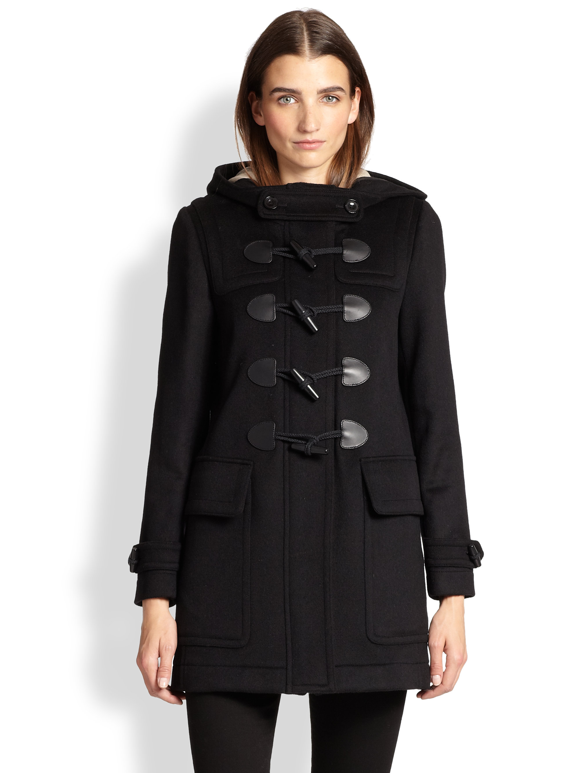 Lyst - Burberry Finsdale Wool Toggle Coat in Black