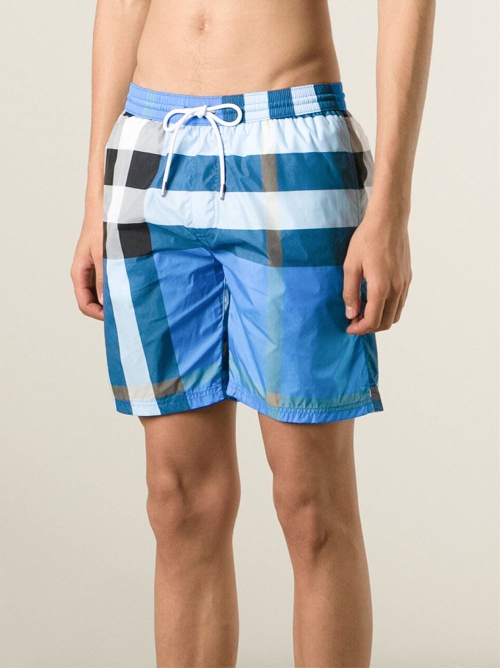 Burberry brit Checked Swim Shorts in Blue for Men Lyst