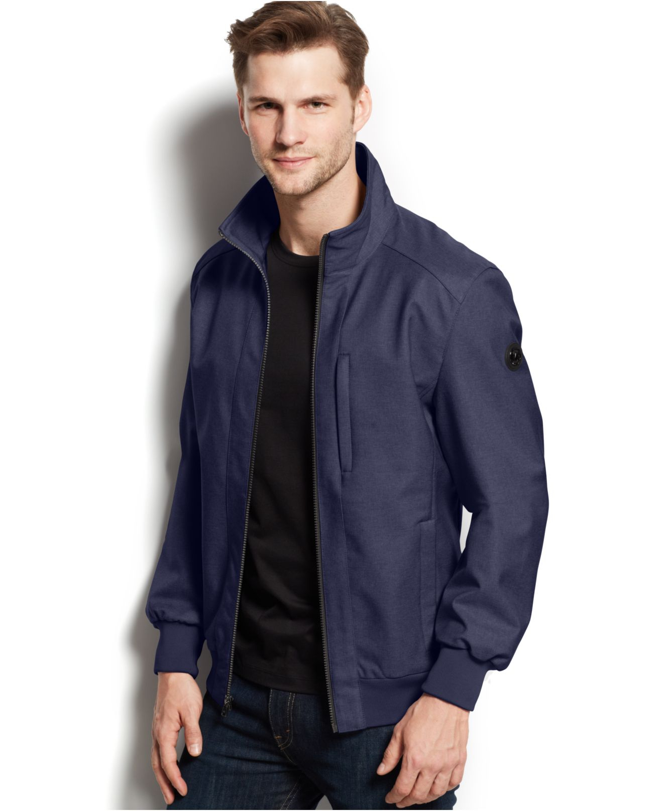 Michael Kors Michael Berlin Full-Zip Soft-Shell Jacket in Navy Heather  (Blue) for Men - Lyst