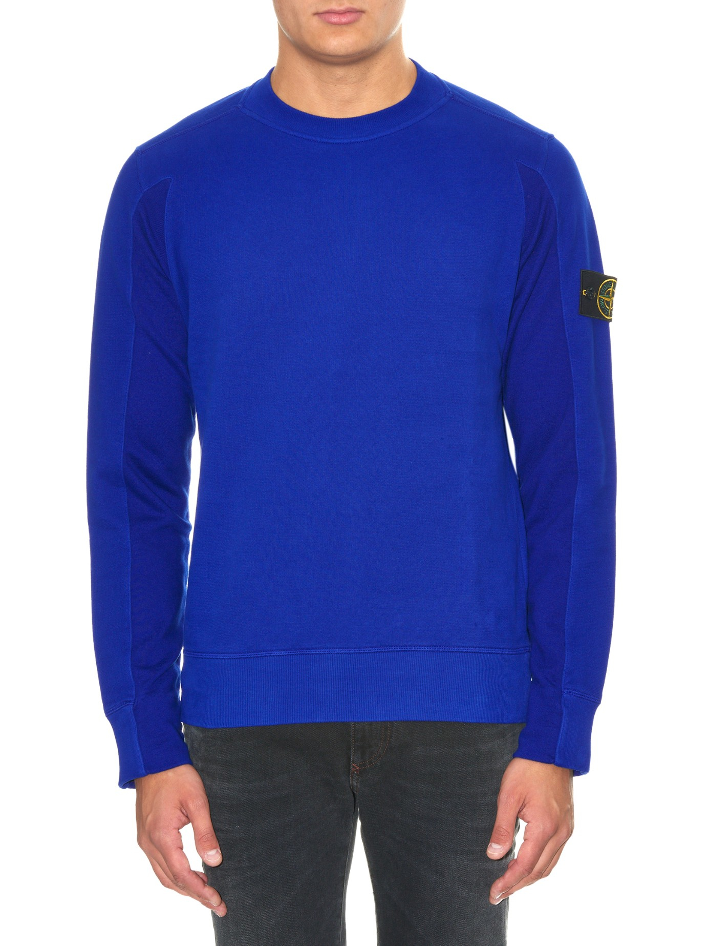 Stone Island Crew Neck Cotton-fleece Sweatshirt in Blue for Men - Lyst