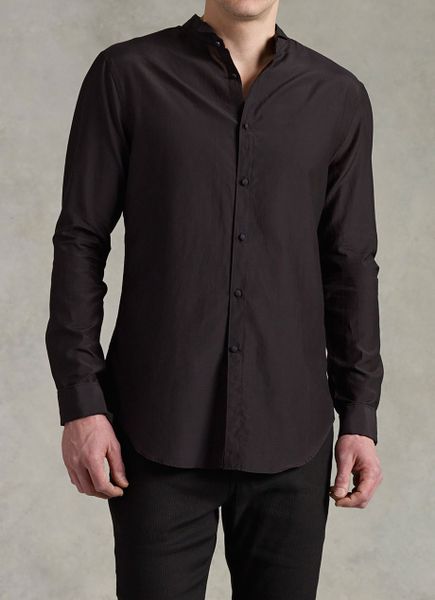 John Varvatos Hendrix Wing Collar Shirt in Black for Men | Lyst