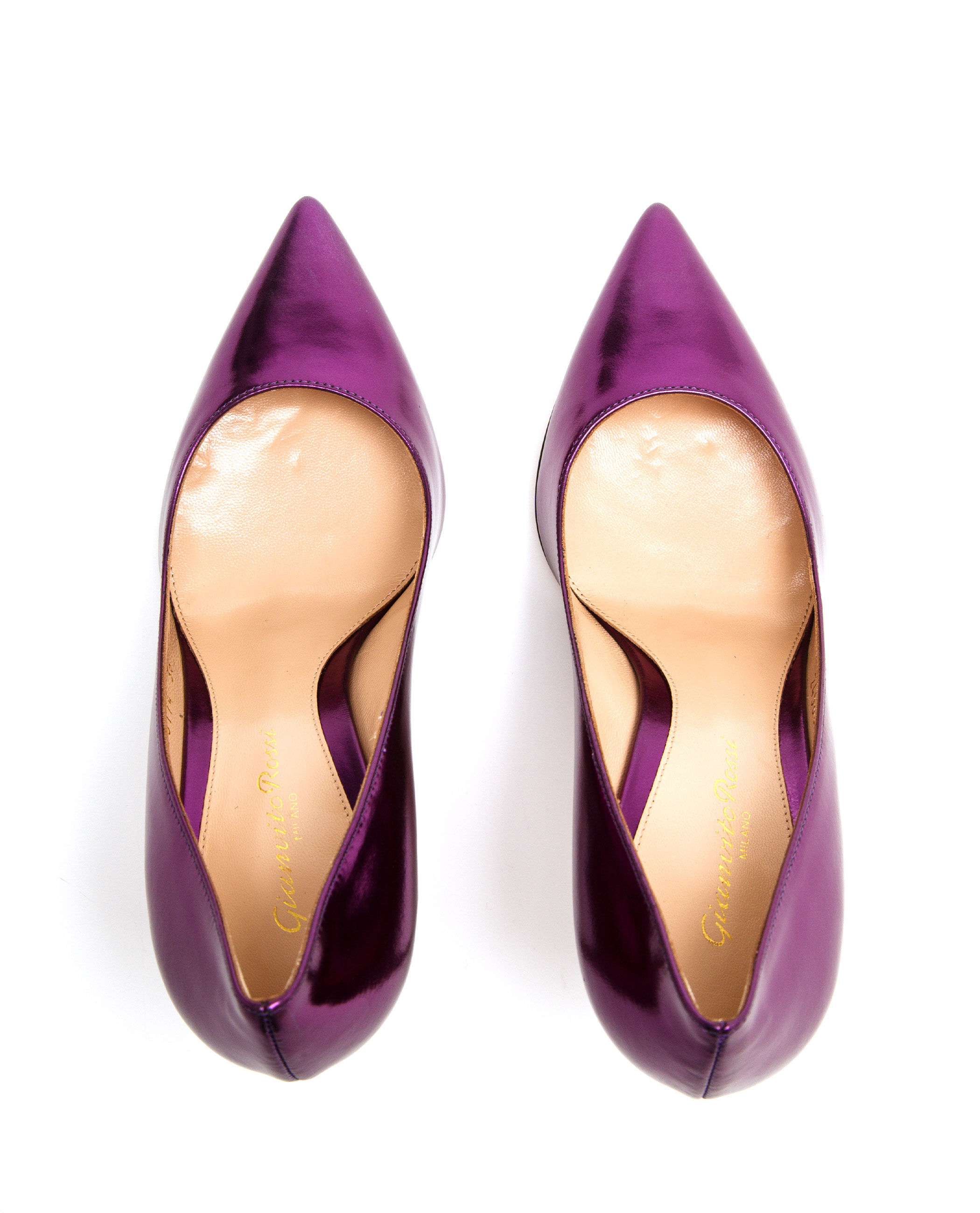 Gianvito Rossi Pointed Metallic High Heel Pumps in Purple - Lyst