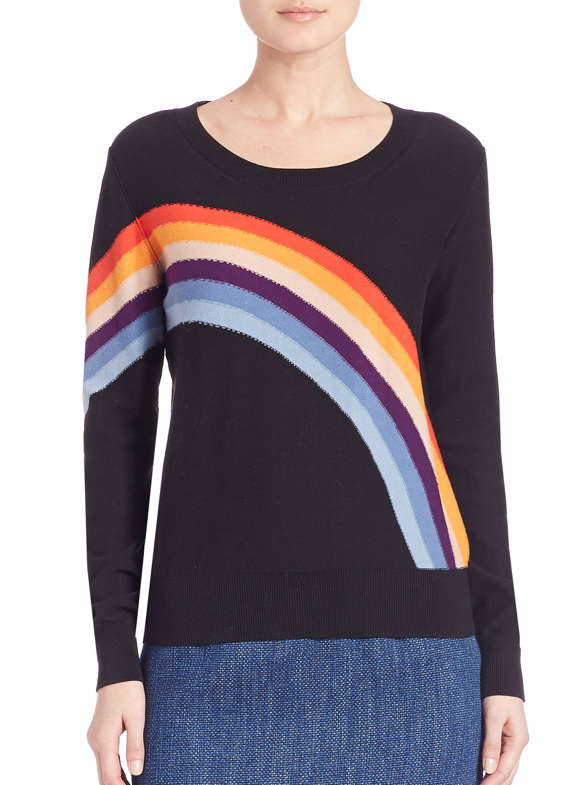 Sonia by sonia rykiel Intarsia-rainbow Sweater in Black (black-multi ...