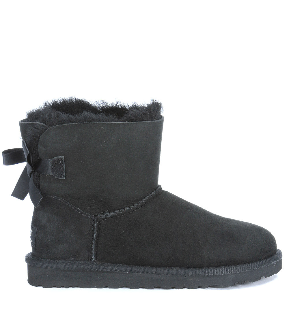 Ugg Mini Bailey Bow Black Ankle Boots in Black (NERO) | Lyst