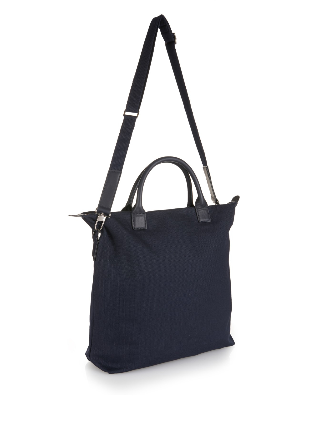 WANT Les Essentiels O'Hare Canvas And Leather Tote in Blue for Men