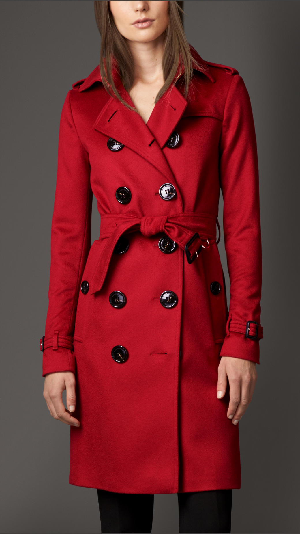 Burberry Cashmere Trench Coat in Red | Lyst