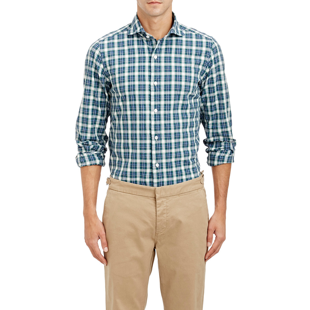Finamore Plaid Oxford Cloth Shirt in Green for Men | Lyst