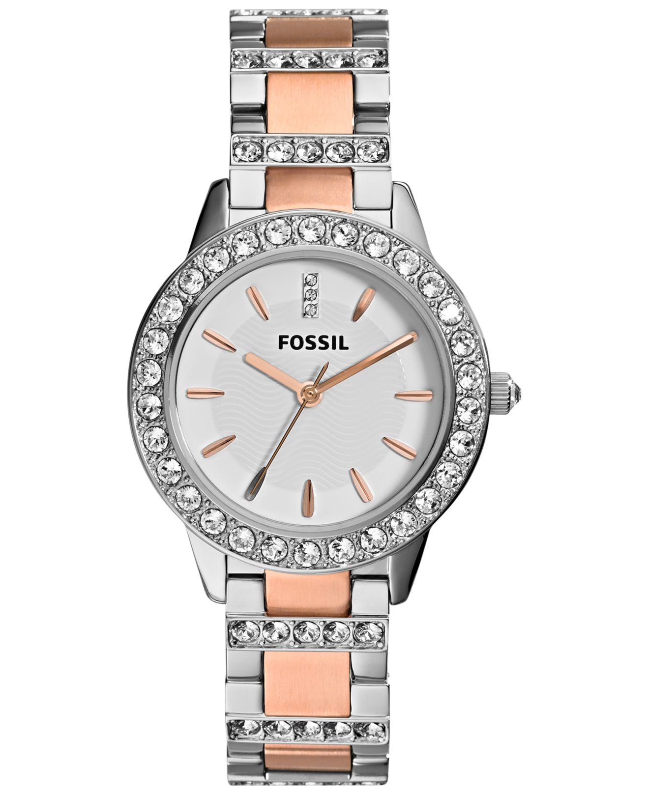 Lyst - Fossil Women's Jesse Crystal Accent Two-tone Stainless Steel Fossil Jesse Stainless Steel Watch