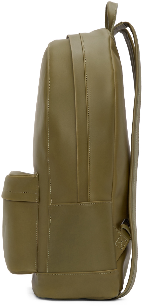 olive green leather backpack