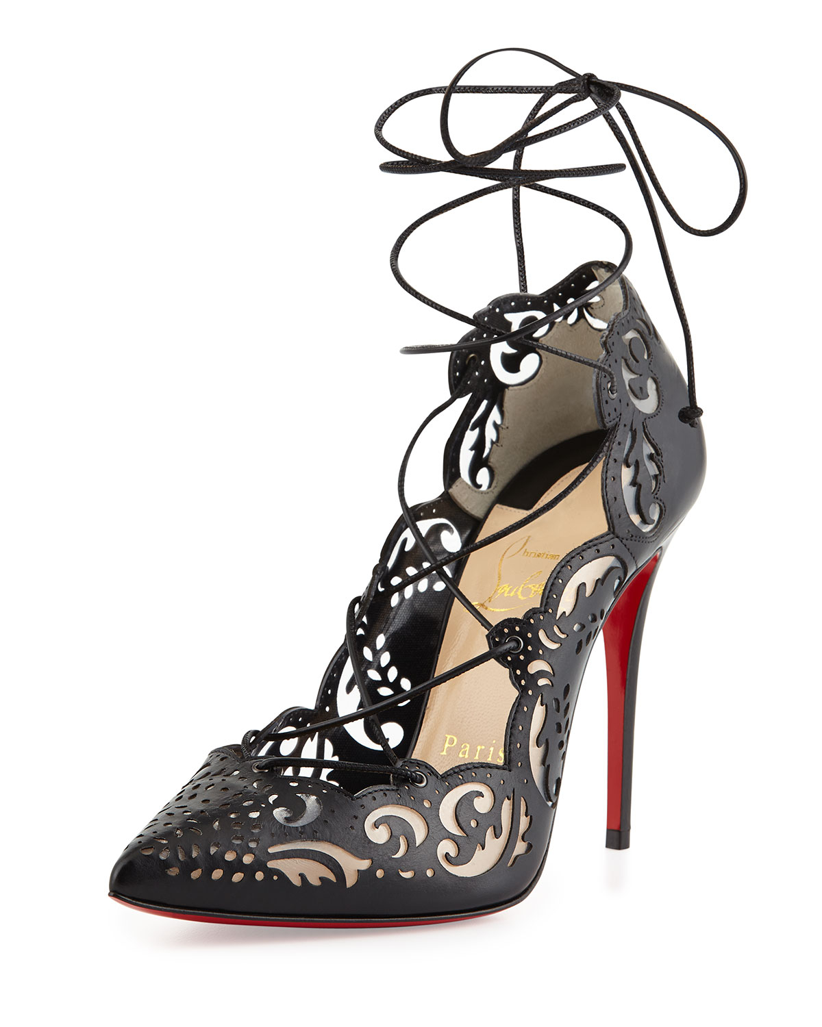 red bottom strappy heels